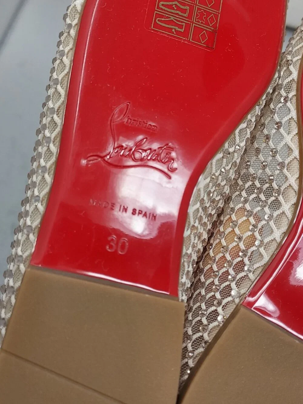 Christian Louboutin Kids Mesh Pink Crystal Baballet Flat Shoe